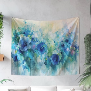 Abstract Floral Tapestry, Original Art on Tapestry, Vibrant Wall Hanging, Elegant Tapestry, Nature Indoor Wall Tapestry, Abstract Decor