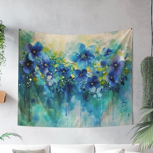 Abstract Floral Tapestry, Original Art on Tapestry, Vibrant Wall Hanging, Elegant Tapestry, Nature Indoor Wall Tapestry, Abstract Decor