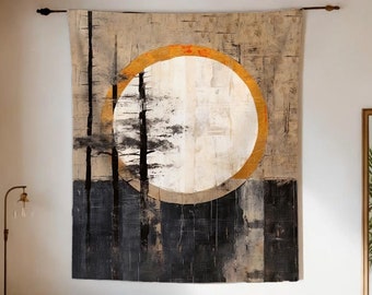 Premium Fabric Japandi Tapestry, Wall Art, Durable Textile, Soft Wabi Sabi Art, Minimalist, Scandinavian, Abstract Neutral Earthy Zen Decor