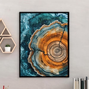 Nordic Tree Ring Art Prints, Modern Neutral Abstract, Tree Abstract, Abstract Art Prints, Rolled Art Poster, Scandinavian Wall Art