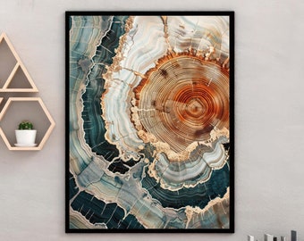 Nordischer Baumring Art Prints, Modern Neutral Abstrakt, Baum Abstrakt, Abstrakte Kunst Drucke, Gerollte Kunst Poster, Skandinavische Wandkunst