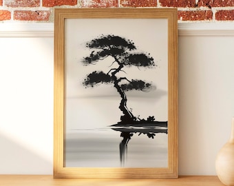 Minimalistische muurkunst, Japanse kunstprint, zen muurkunst, zen gedrukte muurkunst, Japanse muurkunst, neutrale abstracte kunst, modern minimalistisch