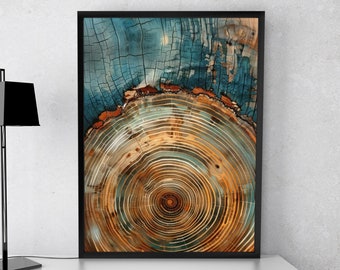 Nordic Tree Ring Art Print, Modern Neutral Abstract, Tree Abstract, Abstract Art Prints, Framed Wall Art, Scandinavian Wall Art
