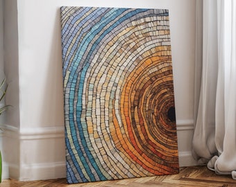 Boomring canvas schilderij, originele kunst op canvas, boomringkunst, abstracte kunst, abstracte muurkunst, abstracte kunstafdrukken, Fine Art Prints