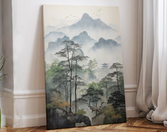 Japanese Canvas Painting, Original Art On Canvas, Japandi Wall Art, Japandi Art Print, Japandi Art, Japanese Wall Art