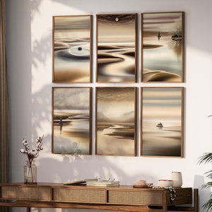 Set of 6 Zen Paintings,  Zen Wall Art, Minimalist Zen Wall Decor, Minimalist Wall Art, Zen Printable Wall Art, Zen Art Set of 6