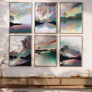 Conjunto de 6 pinturas zen, arte de parede zen, decoração de parede zen minimalista, arte de parede minimalista, arte de parede zen para impressão, conjunto de arte zen de 6