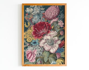 Botanische kunst aan de muur, wilde bloemenprint, bloemenkunstwerk, bloemenschilderij, botanische illustratie, boeketprint, vintage stijl schilderij