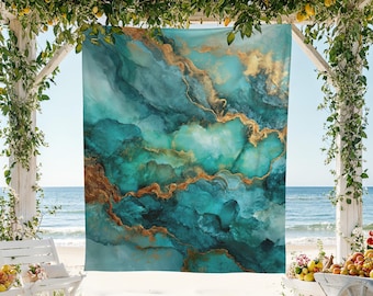 Patina Blue Decor, Moody Abstract Art, Luxury Wall Hanging, Wabi Sabi Tapestry, Fluid Modern Design, Deep Teal Aesthetic Home Decor