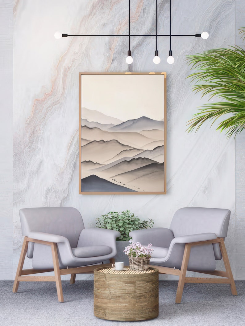 Abstraktes Wandposter 50x70cm - Minimalistische Linienkunst In Beige Für Wohnzimmer