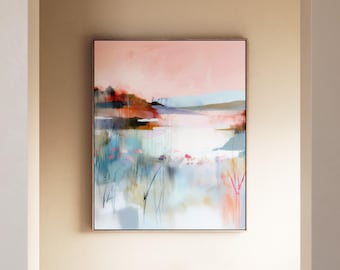 Framed Canvas, Floating Frame Art, Serene Pastel Portrait Print, Abstract Wall Decor, Statement Art, Modern Home Decor, Gallery Quality