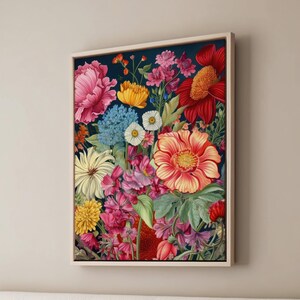 Framed Canvas Floral Abstract, Floater Canvas Wall Art, Original Art On Canvas, Botanical Art Piece, Flower Art Print, Nature Abstract Art