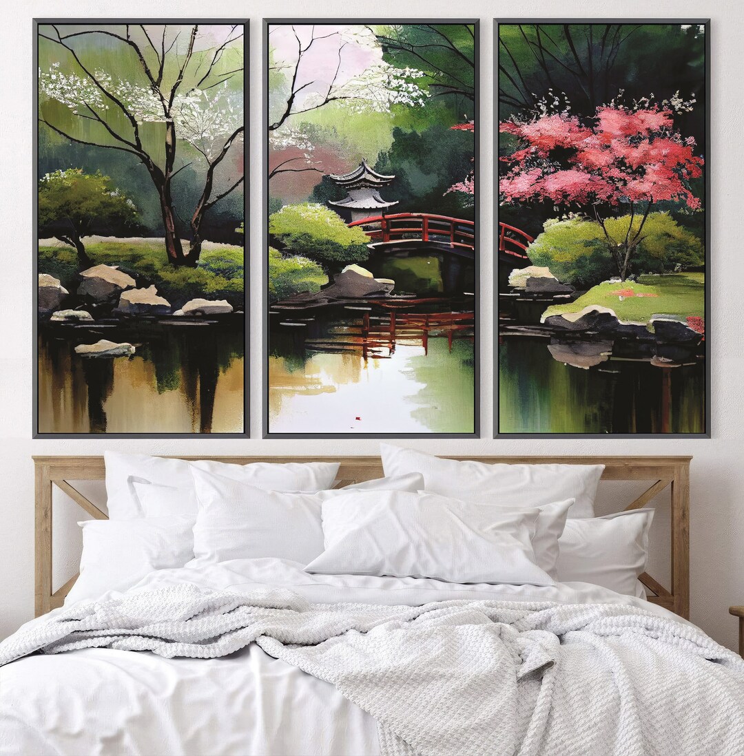 Japanese Garden Japanese Wall Art Japanese Art Large Wall - Etsy