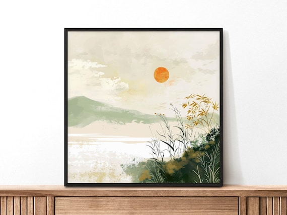 Japanese Framed Art, Framed Original Art, Japandi Wall Art, Japandi Art Print, Japandi Art, Japanese Wall Art, Framed Nature Minimalist