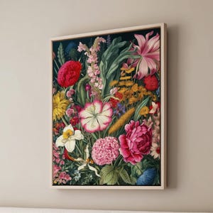 Framed Canvas Floral Abstract, Floater Canvas Wall Art, Original Art On Canvas, Botanical Art Piece, Flower Art Print, Nature Abstract Art