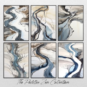 Set of 6 Zen Paintings,  Zen Wall Art, Minimalist Zen Wall Decor, Minimalist Wall Art, Zen Printable Wall Art, Zen Art Set of 6