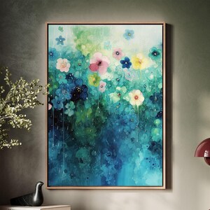 Framed Canvas Floral Abstract, Floater Canvas Wall Art, Original Art On Canvas, Botanical Art Piece, Flower Art Print, Nature Abstract Art