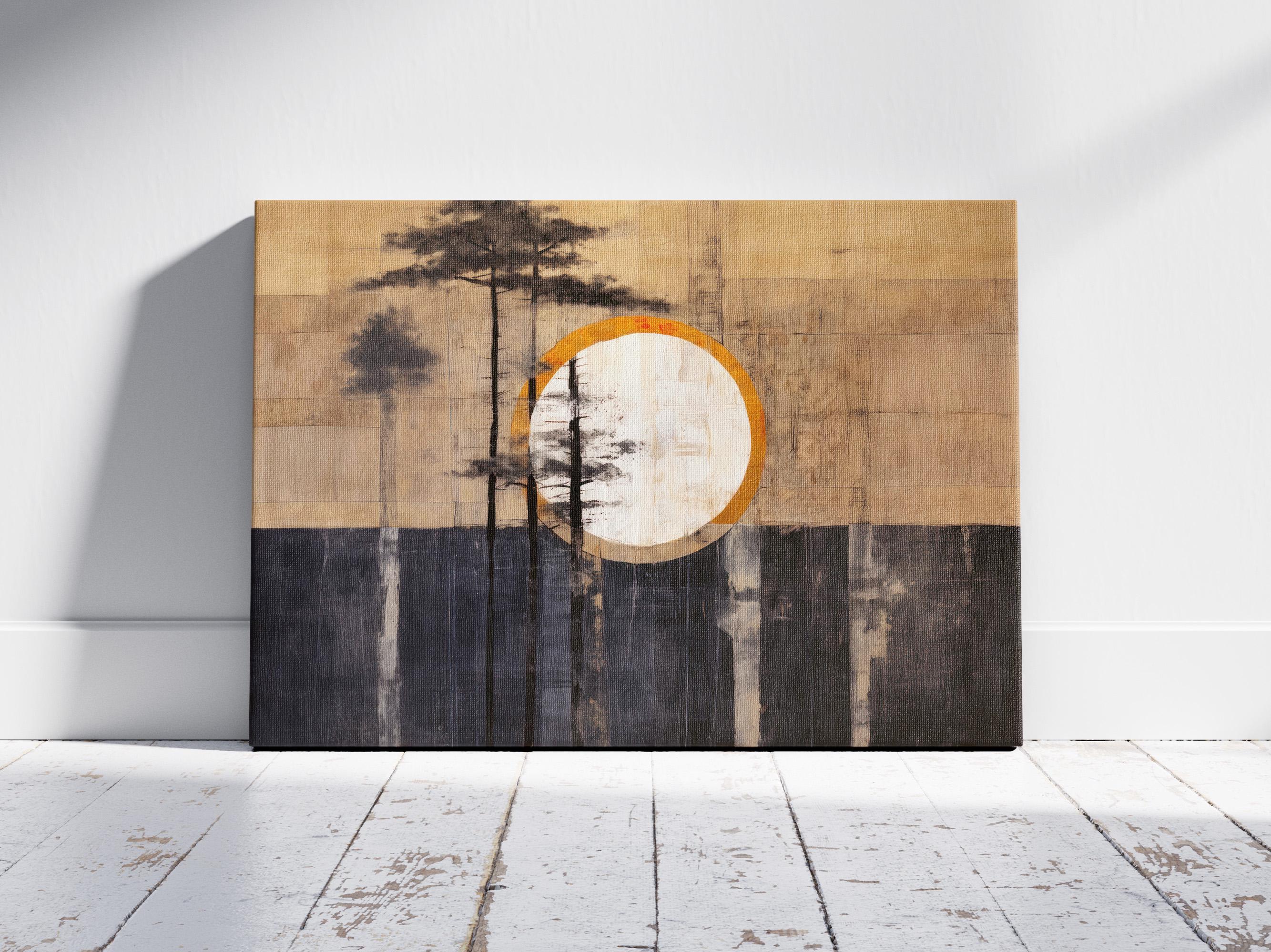 Tranquil Japandi Canvas Print, Zen Minimalist Landscape Art