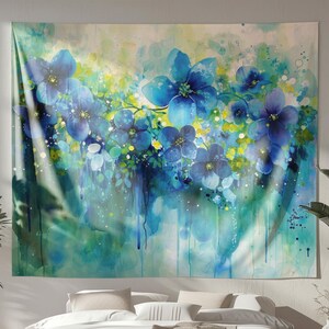 Abstract Floral Tapestry, Original Art on Tapestry, Vibrant Wall Hanging, Elegant Tapestry, Nature Indoor Wall Tapestry, Abstract Decor