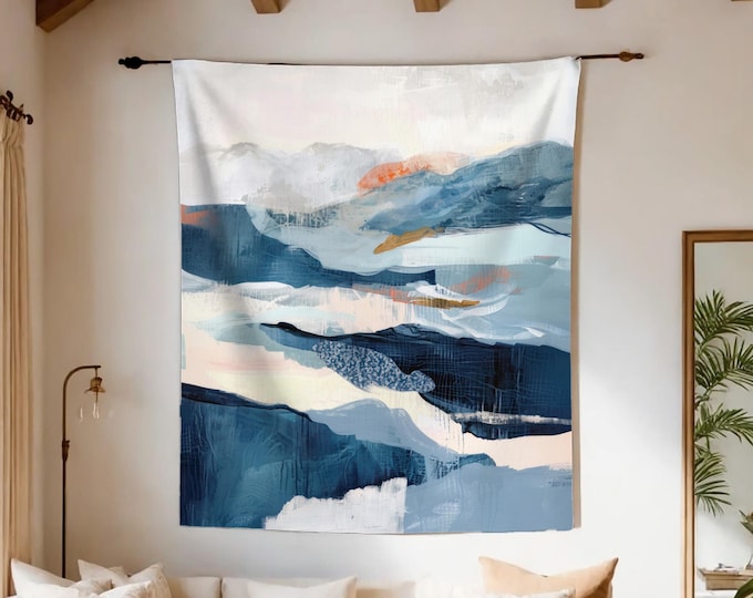 Nordic Abstract Tapestry, Original Art on Tapestry, Scandinavian Wall Hanging, Nordic Tapestry, Nature Indoor Wall Tapestry, Abstract Decor