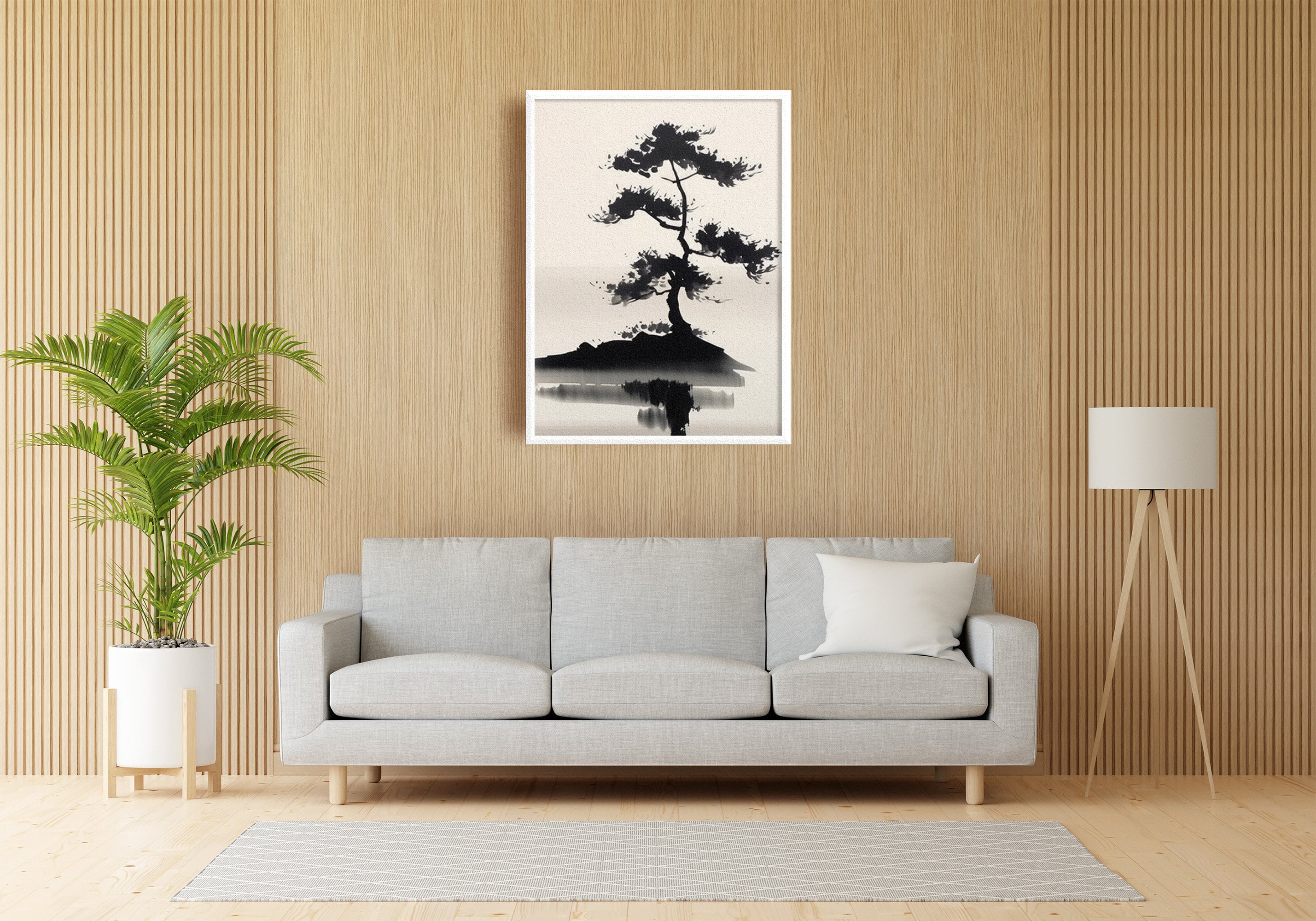 Tableau Sur Toile Style Japonais Minimaliste Zen - Beige, Non Encadré, Art Mural Australien