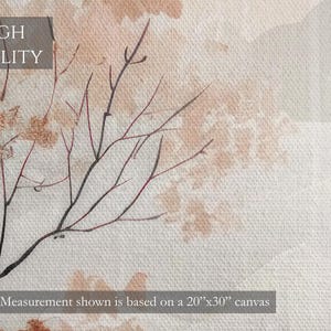 May include: A close-up of a canvas painting with a brown and white abstract design of branches. The painting is on a white background and has a ruler measuring 17.8 cm on the right side. The text "HIGH FIDELITY" is at the top of the image. The text "*Measurement shown is based on a 20"x30" canvas" is at the bottom of the image.