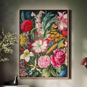 Framed Canvas Floral Abstract, Floater Canvas Wall Art, Original Art On Canvas, Botanical Art Piece, Flower Art Print, Nature Abstract Art