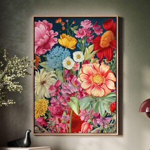 Framed Canvas Floral Abstract, Floater Canvas Wall Art, Original Art On Canvas, Botanical Art Piece, Flower Art Print, Nature Abstract Art