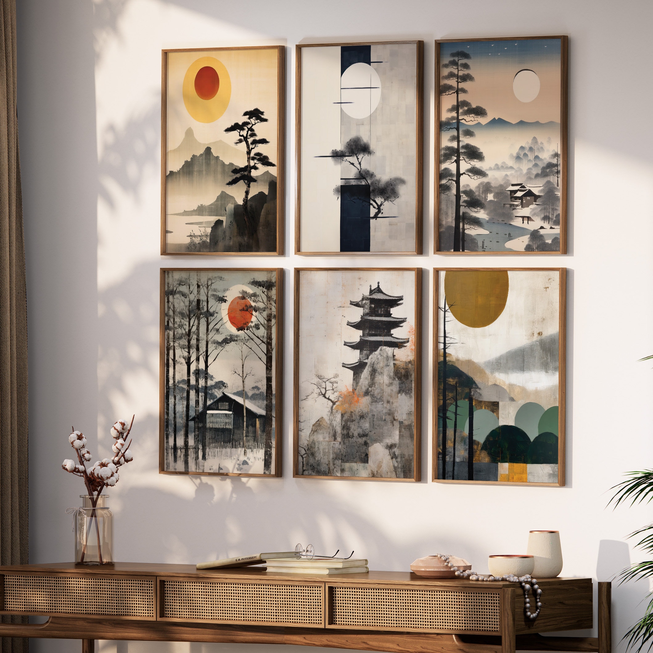 Set of 6 Japandi Wall Art, Zen Wall Art, Japanese Art, Japandi Decor ...