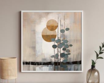 Japandi Wand Kunst Druck, Minimalistische Skandinavische Japanische Dekoration, Serene Ruhige Quadratische Matte Papier Poster, Wabi Sabi Hygge, Wohnkultur, Kunst
