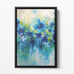 Framed Canvas Floral Abstract, Floater Canvas Wall Art, Original Art On Canvas, Botanical Art Piece, Flower Art Print, Nature Abstract Art