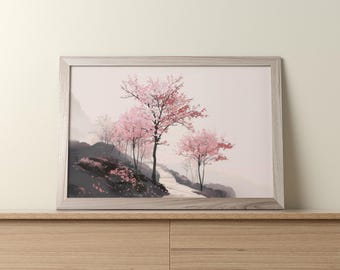 Minimalist Zen Wall Art, Sakura Wall Art, Zen Wall Art Print, Cherry Blossoms, Zen Wall Art Painting, Zen Printable Art, Japanese Wall Art