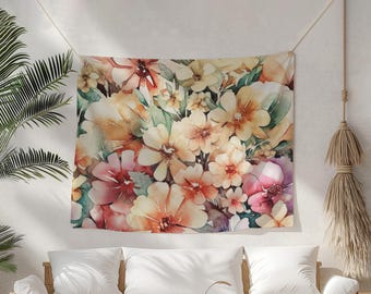 Bedroom Wall Tapestry, Living Room Floral Decor, Dorm Room Wall Art, Entryway Hanging, Apartment Decor, Above Bed Tapestry