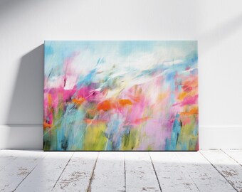 Calming Landscape Canvas Print, Serene Pastel Wall Art, Modern Abstract Home Decor, Stretched Gallery Wrap, Tranquil Art, Landscape