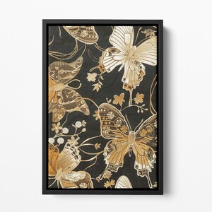 Framed Canvas Japanese Art, Floater Canvas Wall Art, Original Art On Canvas, Vintage Kimono Pattern Art, Japanese Print, Japan Nature Art