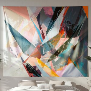 Geometric Abstract Tapestry, Original Art on Tapestry, Posh Wall Hanging, Elegant Tapestry, Nature Indoor Wall Tapestry, Abstract Decor