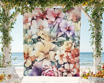 Polyester Floral Tapestry, Durable Fabric Wall Art, High Quality Print Decor, Hemmed Edge Wall Hanging, Vibrant Watercolor Style Flower Art