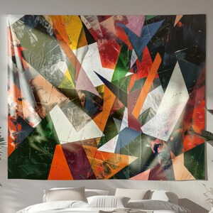 Geometric Abstract Tapestry, Original Art on Tapestry, Posh Wall Hanging, Elegant Tapestry, Nature Indoor Wall Tapestry, Abstract Decor