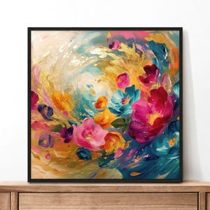 Floral Framed Wall Art, Floral Abstract Art, Nature Wall Art, Modern Abstract, Abstract Art Piece, Surreal Flower Abstract Art