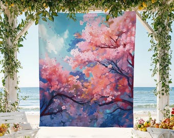Polyester Fabric Tapestry, High Quality Floral Print, Durable Wall Hanging with Hemmed Edges, Vivid Color Art, Lightweight Room Decor