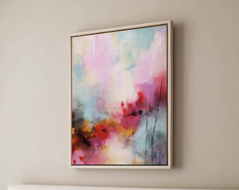 Birthday Gift Portrait Art, Framed Canvas Floating Frame, Serene Home Decor, Thoughtful Present, Abstract Art Gift, Unique Wall Decor