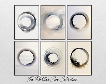 Set of 6 Zen Circles,  Zen Wall Art, Minimalist Zen Wall Decor, Minimalist Wall Art, Zen Printable Wall Art, Watercolor Zen Art Set of 6