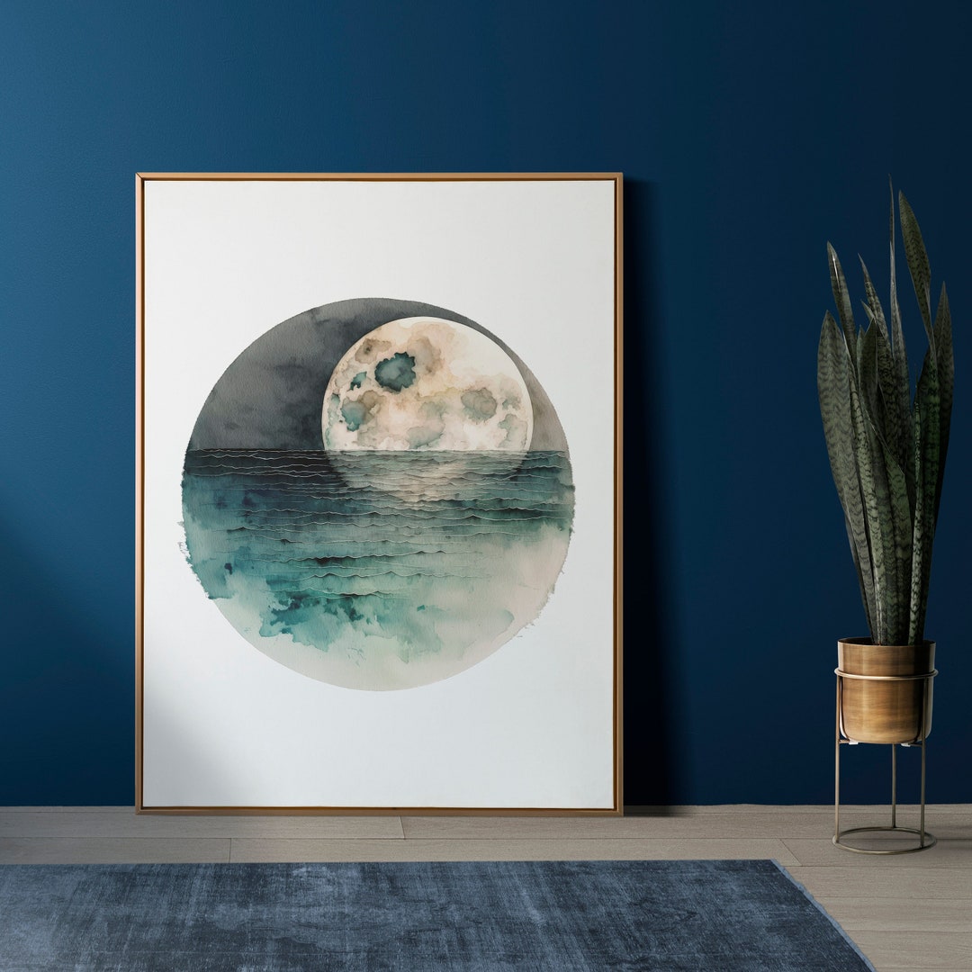 Moon Art, Celestial Wall Art, Outer Space Art, Space Poster, Moon Wall ...