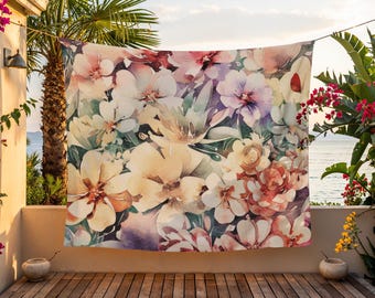 Boho Wall Backdrop, Dorm Room Decor Tapestry, Bed Headboard Hanging, Zoom Background Art, Floral Fabric Cover, Living Room Wall Art Decor