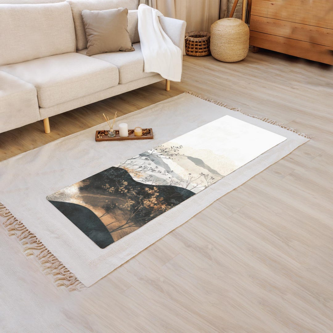 Japandi Aesthetic Yoga Mat, Exercise Mat, Fitness Pilates Mat, Serene ...