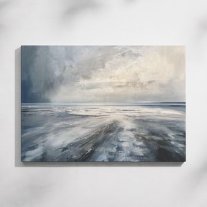 Impression d&#39;art abstraite nordique sur toile, art mural abstrait scandinave, oeuvre d&#39;art originale sur toile, abstrait des mers nordiques, peinture artistique nordique