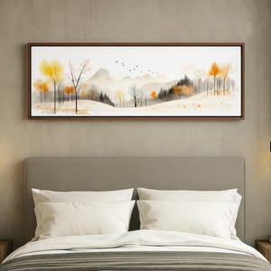 Above Bed Wall Decor, Long Panoramic Canvas, Entryway Statement