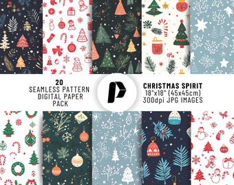 Christmas Seamless Pattern, Christmas Digital Paper, Christmas Background, Christmas Scrapbook, Christmas Digital Bundle, Xmas Prints