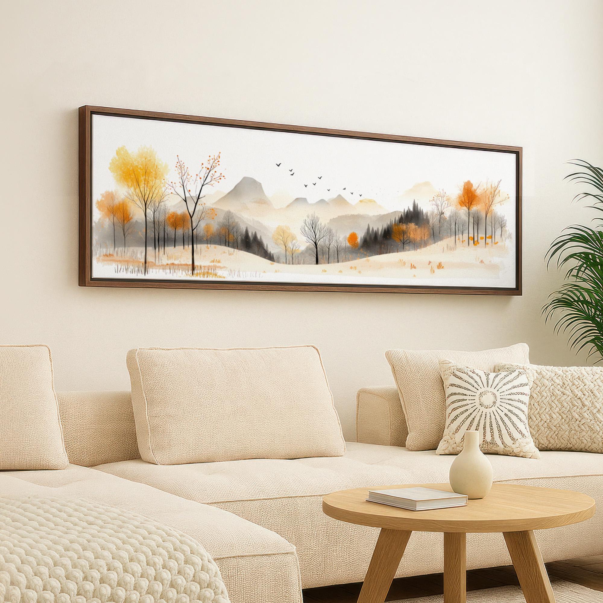 Above Bed Wall Decor, Long Panoramic Canvas, Entryway Statement Art ...