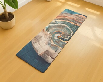 Esterilla de ejercicios nórdicos, esterilla de yoga con anillos de árboles, equipo de fitness de bosque escandinavo, esterilla antideslizante para entrenamiento, ayuda para la meditación, pilates, entrenamiento en casa